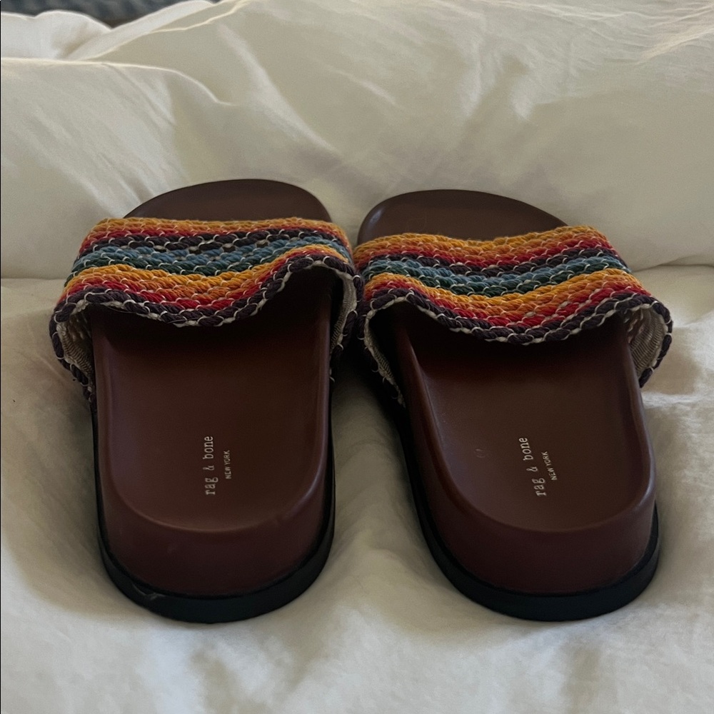 rag & bone Brown Slides with Multicolor Woven Straps - Picture 6 of 6